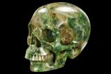 Realistic, Carved Green Stone Verdite (Fuchsite) Skull #127646-1